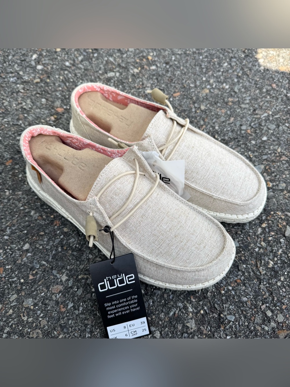 Hey Dude Wendy Chambray Shoes Women’s 8 Causal Slip On White Nut New In Box NWT